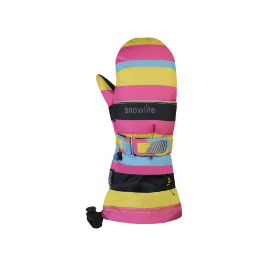 LONG CUFF DT KIDS MITTEN black/yellow/coral